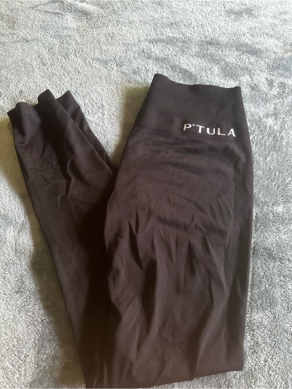 P'tula Black Active Leggings with Gold Logo